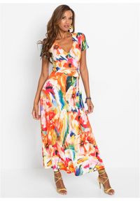 bonprix - Sukienka maxi. Kolor: pomarańczowy. Wzór: kolorowy, kwiaty. Sezon: lato. Długość: maxi #3
