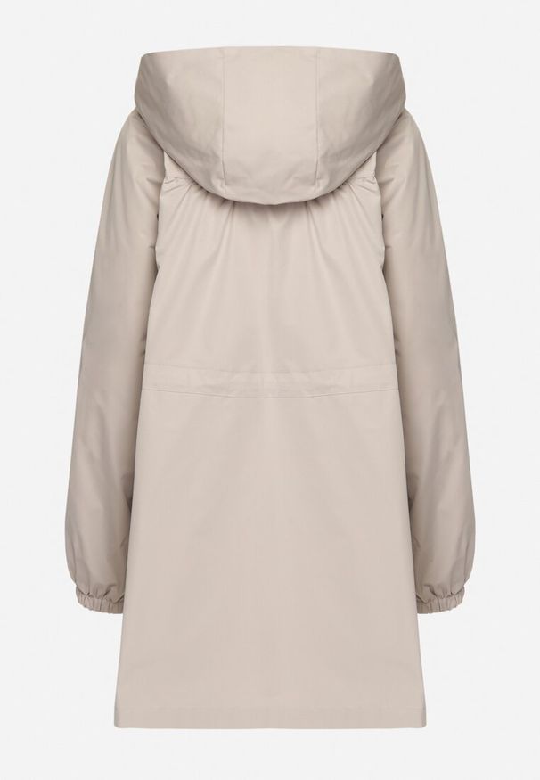 Born2be - Beżowa Kurtka Parka Ściągana w Pasie Troczkami Nevishia. Kolor: beżowy. Materiał: jeans. Styl: elegancki