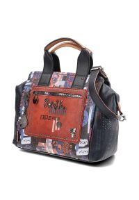 Granatowa Torebka Damska Glamour Kuferek Anekke. Kolor: niebieski. Wzór: kolorowy. Materiał: skórzane. Styl: glamour #2