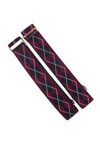 Modini - Bordowo-granatowe opaski do rękawów koszuli- romby, argyle X6. Kolor: wielokolorowy, czerwony, niebieski. Materiał: guma #1