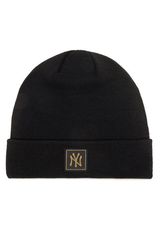 New Era Czapka New York Yankees Metallic Badge Black Cuff Knit Beanie 60424815 Czarny. Kolor: czarny. Materiał: akryl, materiał