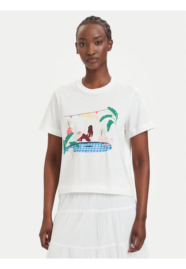 Vero Moda T-Shirt Emily 10344804 Biały Regular Fit. Kolor: biały. Materiał: bawełna