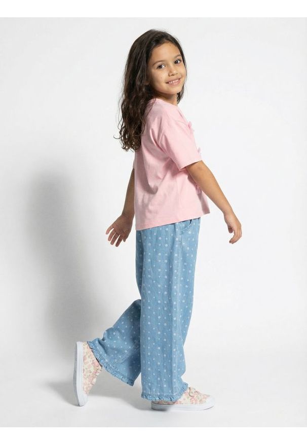 Sinsay - Jeansy wide leg ze wzorem - niebieski. Kolor: niebieski