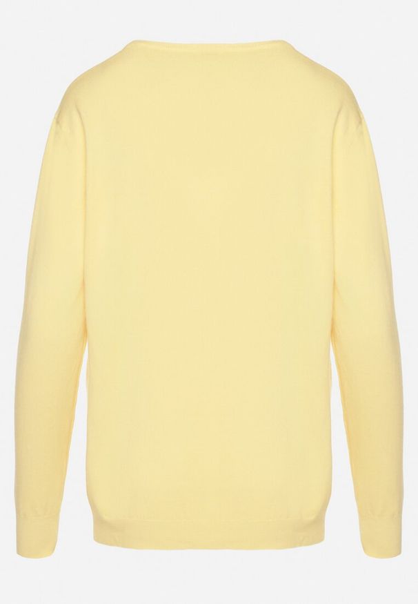 Born2be - Żółty Sweter z Kaszmirem i Ściągaczami Sanaliene. Okazja: na co dzień. Kolor: żółty. Materiał: kaszmir. Styl: elegancki, casual