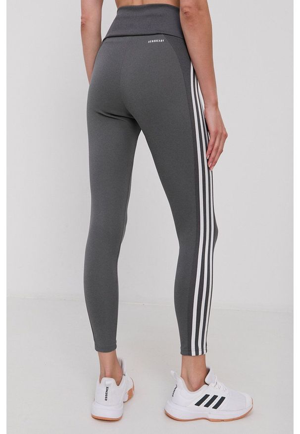 Adidas - adidas Legginsy damskie kolor szary gładkie. Kolor: szary. Materiał: dzianina. Wzór: gładki