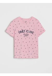 Sinsay - Koszulka w serduszka - różowy. Kolor: różowy #1