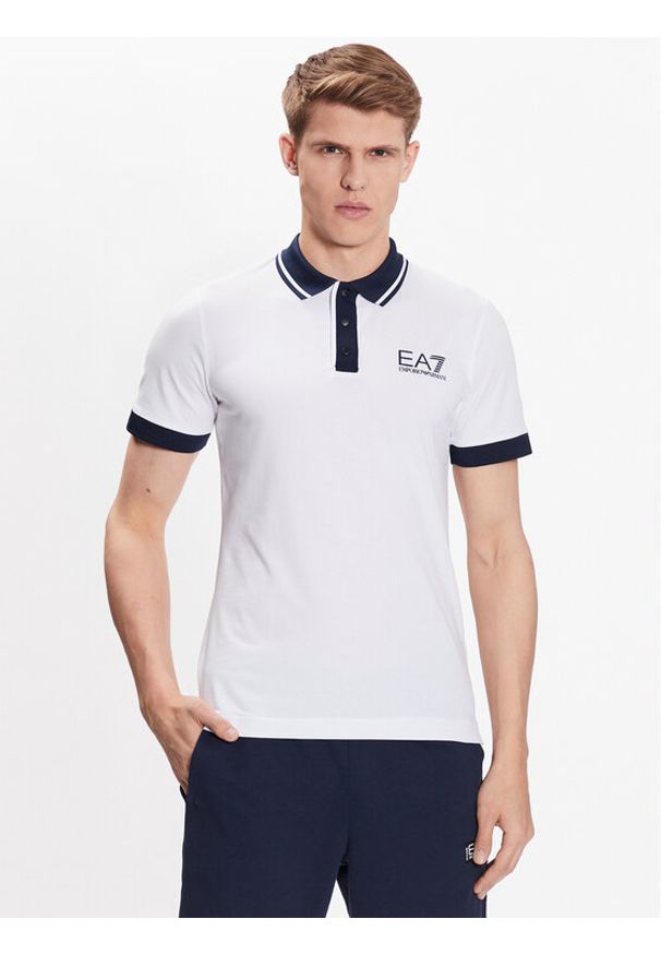 EA7 Emporio Armani Polo 3RPF17 PJ03Z 1100 Biały Regular Fit. Typ kołnierza: polo. Kolor: biały. Materiał: bawełna