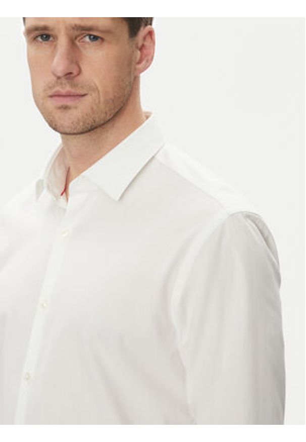 Hugo - HUGO Koszula Kenno 50539707 Biały Slim Fit. Kolor: biały. Materiał: bawełna