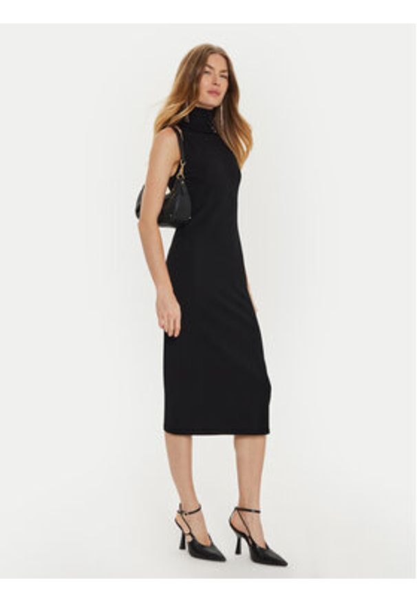 TwinSet - TWINSET Sukienka dzianinowa 242TF3030 Czarny Slim Fit. Kolor: czarny. Materiał: syntetyk