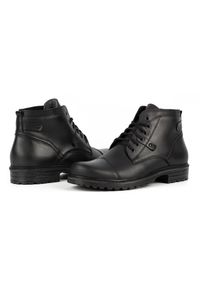 Olivier Buty męskie skórzane Militarne Mpb czarne. Kolor: czarny. Materiał: skóra. Wzór: moro. Styl: militarny #3