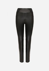 Born2be - Czarne Ocieplane Legginsy z Ekoskóry z Wysokim Stanem Feliora. Okazja: na co dzień. Stan: podwyższony. Kolor: czarny. Materiał: satyna. Styl: elegancki, wizytowy, casual #6
