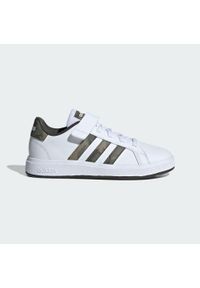 Adidas - Buty Grand Court 2.0 Kids. Zapięcie: pasek. Kolor: zielony, biały, wielokolorowy, beżowy. Materiał: materiał. Sport: turystyka piesza