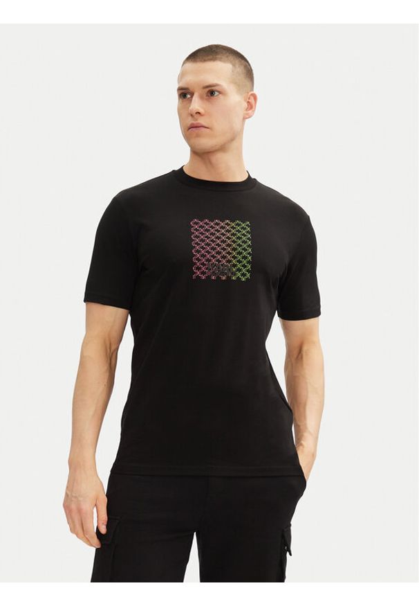 Karl Lagerfeld - KARL LAGERFELD T-Shirt 755404 552235 Czarny Regular Fit. Typ kołnierza: dekolt w karo. Kolor: czarny. Materiał: bawełna