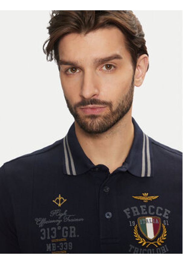 Aeronautica Militare Polo 242PO1828P310 Granatowy Regular Fit. Typ kołnierza: polo. Kolor: niebieski. Materiał: bawełna