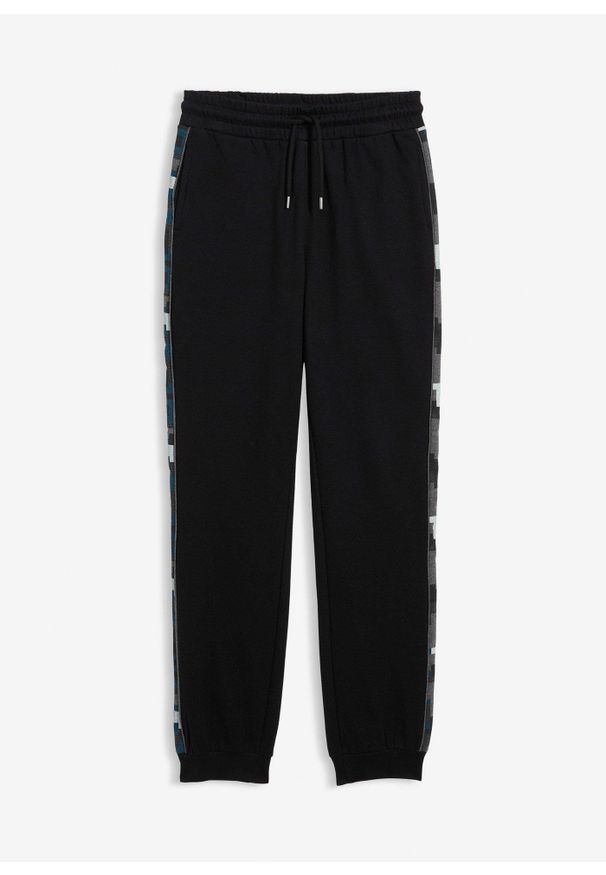 bonprix - Spodnie dresowe z bawełny organicznej. Kolor: czarny. Materiał: dresówka, bawełna