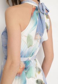 Born2be - Niebieska Sukienka z Plisami Wiązaniem i Paskiem z Klamrą Nitenna. Okazja: na imprezę, na co dzień. Kolor: niebieski. Długość rękawa: bez rękawów. Typ sukienki: rozkloszowane. Styl: klasyczny, casual, elegancki #6