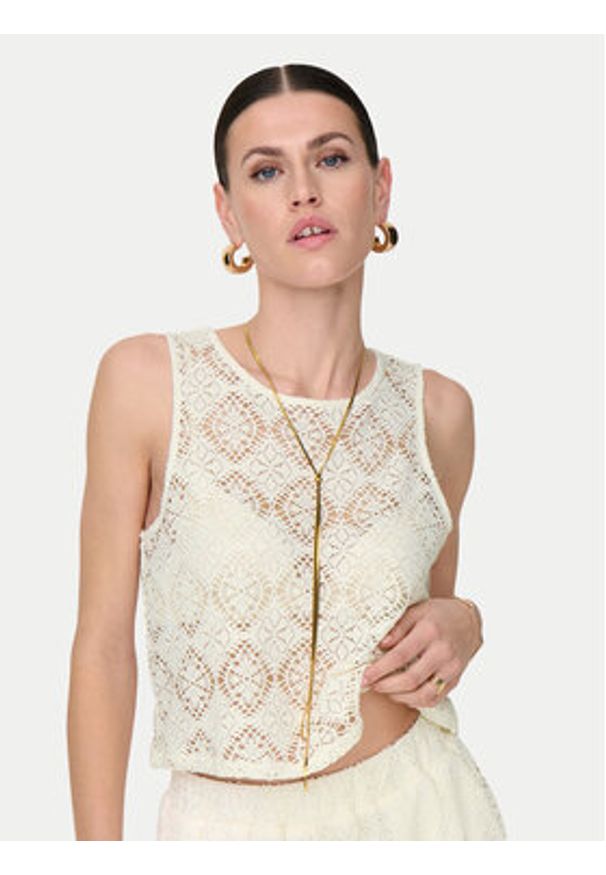 JDY Top Eva 15351499 Biały Regular Fit. Kolor: biały. Materiał: syntetyk