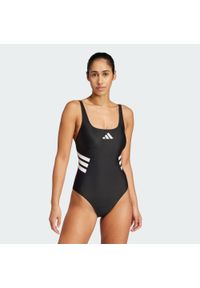 Adidas - Strój do pływania 3-Stripes U-back. Kolor: biały, wielokolorowy, czarny. Materiał: materiał