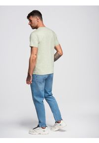 Ombre Clothing - T-shirt męski bawełniany z nadrukiem i okrągłym dekoltem – miętowy V3 - Rozmiar: L. Okazja: na co dzień. Kolor: miętowy. Materiał: bawełna. Długość rękawa: krótki rękaw. Długość: krótkie. Wzór: nadruk. Sezon: wiosna, lato. Styl: casual, elegancki #5