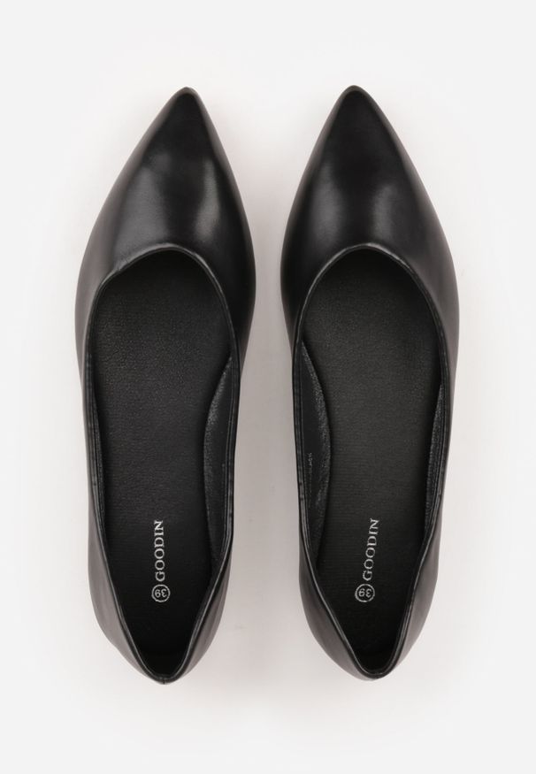 Renee - Czarne Balerinki ze Szpiczastymi Noskami w Eleganckim Stylu Lagenaria. Okazja: na imprezę, na co dzień. Nosek buta: szpiczasty. Kolor: czarny. Materiał: jeans, materiał. Wzór: kwiaty. Styl: elegancki