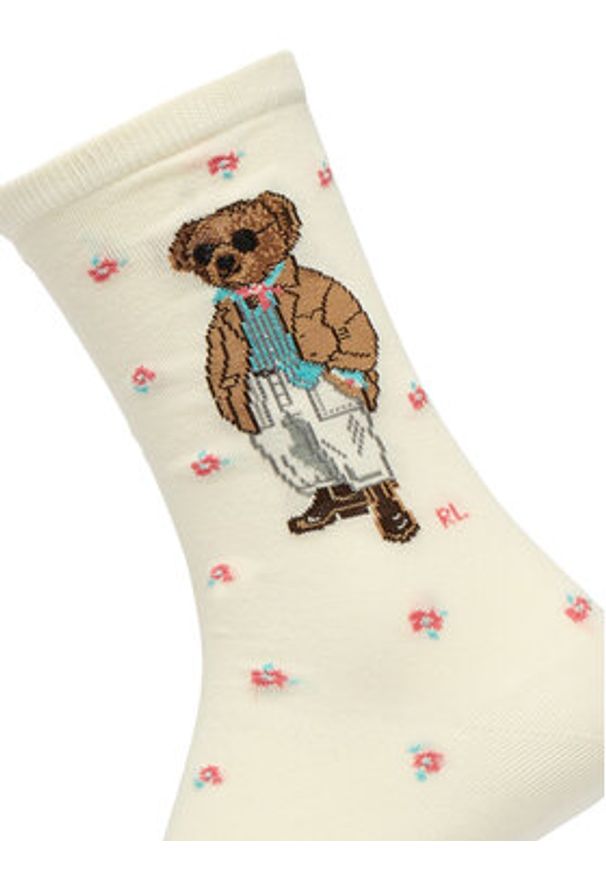 Polo Ralph Lauren Skarpety długie 455P10244001 Écru. Kolor: kremowy. Materiał: bawełna