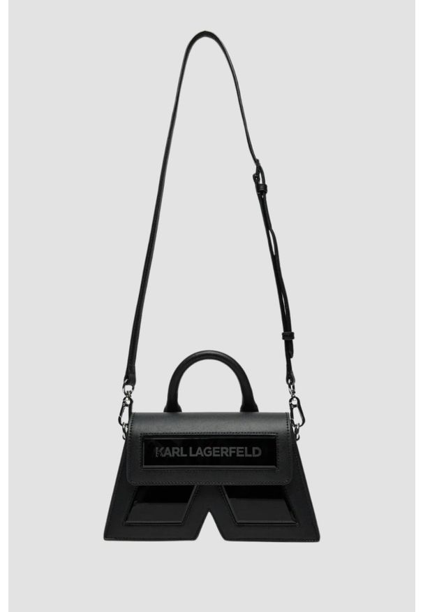 Karl Lagerfeld - KARL LAGERFELD Czarna torebka Ikon/k Cb Leather. Kolor: czarny. Materiał: skórzane