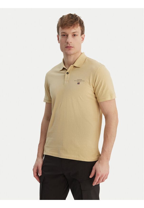 Napapijri Polo Elbas NP0A4GB4 Beżowy Regular Fit. Typ kołnierza: polo. Kolor: beżowy. Materiał: bawełna