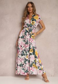 Renee - Biało-Różowa Sukienka Oiva. Kolor: różowy. Materiał: tkanina. Sezon: wiosna, lato #3
