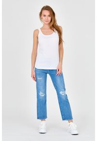 Emporio Armani - EMPORIO ARMANI Biały damski top z dżetowym logo, Rozmiar S. Kolor: biały. Materiał: bawełna #2