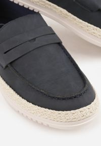 Born2be - Granatowe Półbuty Typu Mokasyny Ozdobione Plecionką Thalalin. Okazja: na co dzień. Kolor: niebieski. Materiał: jeans. Wzór: aplikacja. Styl: klasyczny, casual, elegancki #5