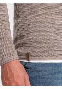 Ombre Clothing - Bawełniany sweter męski z okrągłym dekoltem - zimny beż V9 OM-SWSW-0103 - XXL. Kolor: beżowy. Materiał: bawełna. Styl: klasyczny #6