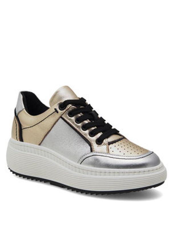 Eva Minge Sneakersy VANESSA-0481 Srebrny. Kolor: srebrny. Materiał: skóra