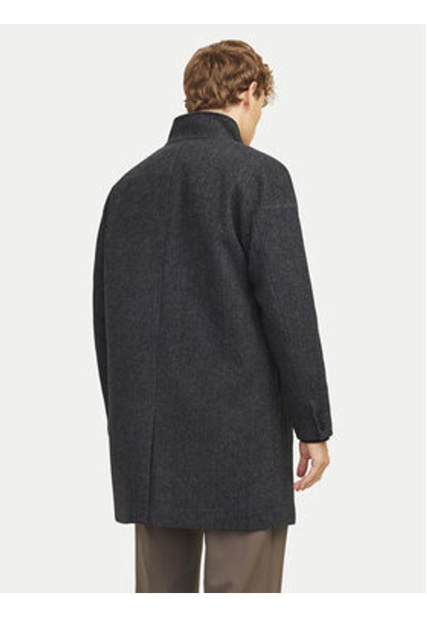 Jack & Jones - Jack&Jones Płaszcz wełniany Wilson 12259449 Czarny Regular Fit. Kolor: czarny. Materiał: syntetyk