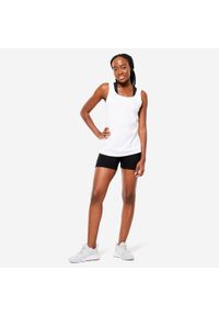 NYAMBA - Koszulka bez rękawów damska Domyos Gym & Pilates 100 regular. Kolor: biały. Materiał: materiał, bawełna. Długość rękawa: bez rękawów. Sport: joga i pilates