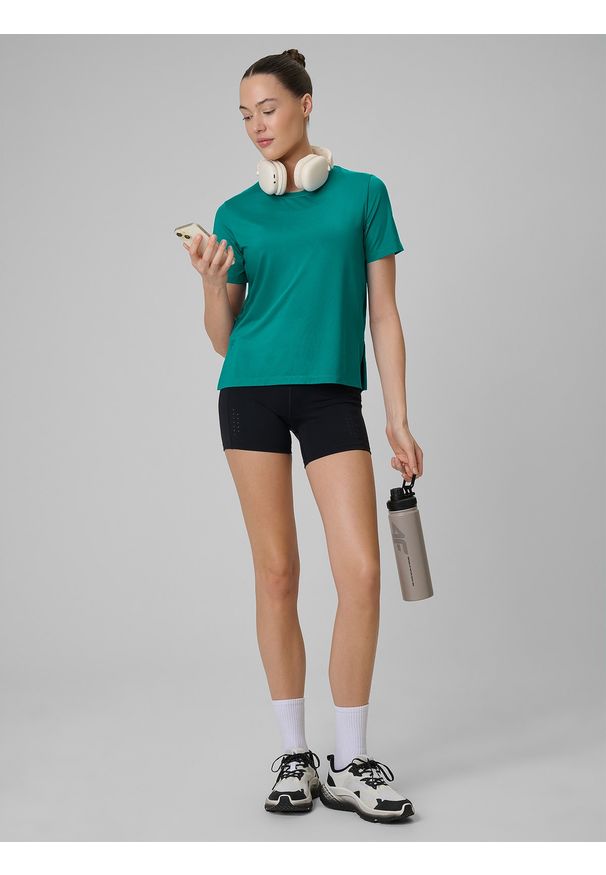 4f - 4F Koszulka treningowa loose szybkoschnąca damska - turkusowa L. Kolor: turkusowy. Sport: fitness