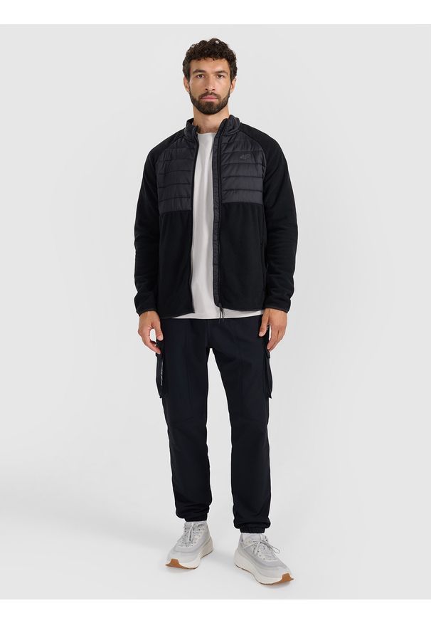 4f - 4F Polar ze stójką regular męski - czarny S. Typ kołnierza: kołnierzyk stójkowy. Kolor: czarny. Materiał: polar. Sport: wspinaczka, turystyka piesza