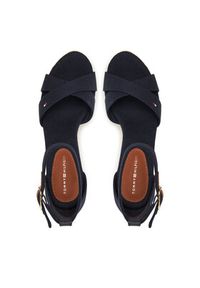 TOMMY HILFIGER - Tommy Hilfiger Sandały Flag High Wedge Espad Crisscross FW0FW08661 Granatowy. Kolor: niebieski. Materiał: materiał #6