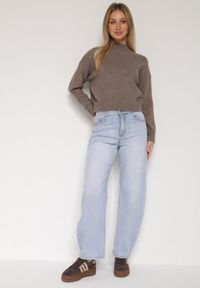 Born2be - Niebieskie Jeansy o Fasonie Slouchy z Wysokim Stanem Zarinvia. Okazja: na co dzień, na spotkanie biznesowe, do pracy. Stan: podwyższony. Kolor: niebieski. Styl: casual, biznesowy, klasyczny #7