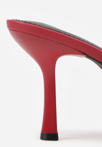 Born2be - Bordowe Klapki na Szpilce z Otwartym Noskiem w Szpic Sewnessa. Okazja: do pracy, na spotkanie biznesowe. Nosek buta: otwarty. Kolor: czerwony. Materiał: jeans, koronka. Obcas: na szpilce. Styl: biznesowy, elegancki #8