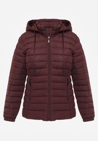 Renee - Bordowa Kurtka Ozdobiona Pikowaniem Wykończona Sznurkami i Kapturem Mivissa. Okazja: na co dzień, na spacer. Kolor: czerwony. Materiał: jeans. Wzór: aplikacja. Styl: casual, sportowy #3