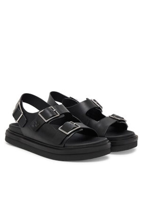 Calvin Klein Jeans Sandały Flat Molded Sandal Buckle YW0YW01785 Czarny. Kolor: czarny. Materiał: skóra