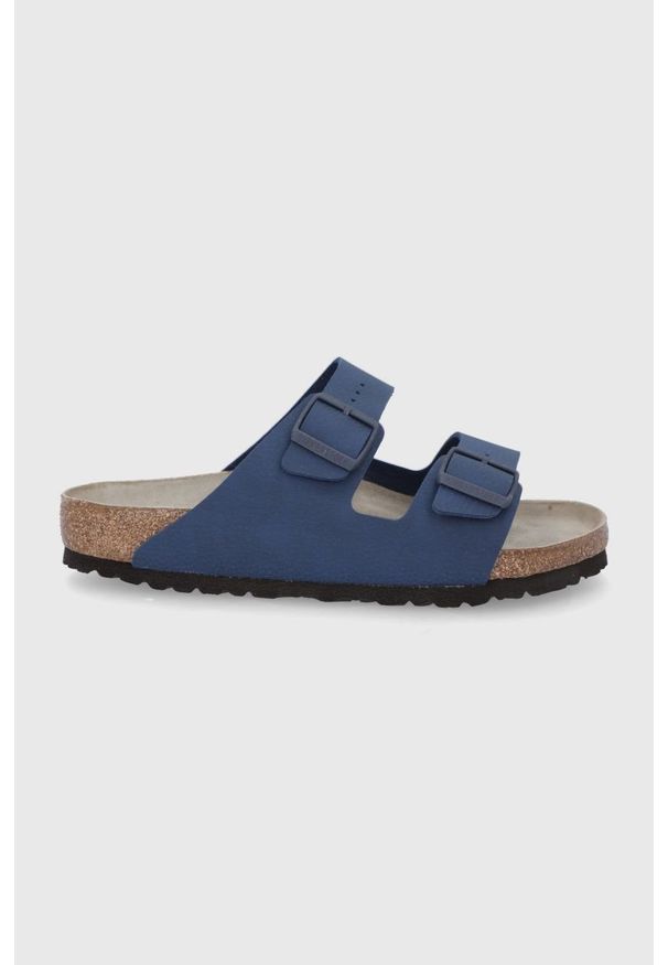 Birkenstock Klapki męskie kolor granatowy. Kolor: niebieski. Materiał: materiał, guma. Wzór: gładki. Obcas: na obcasie. Wysokość obcasa: niski