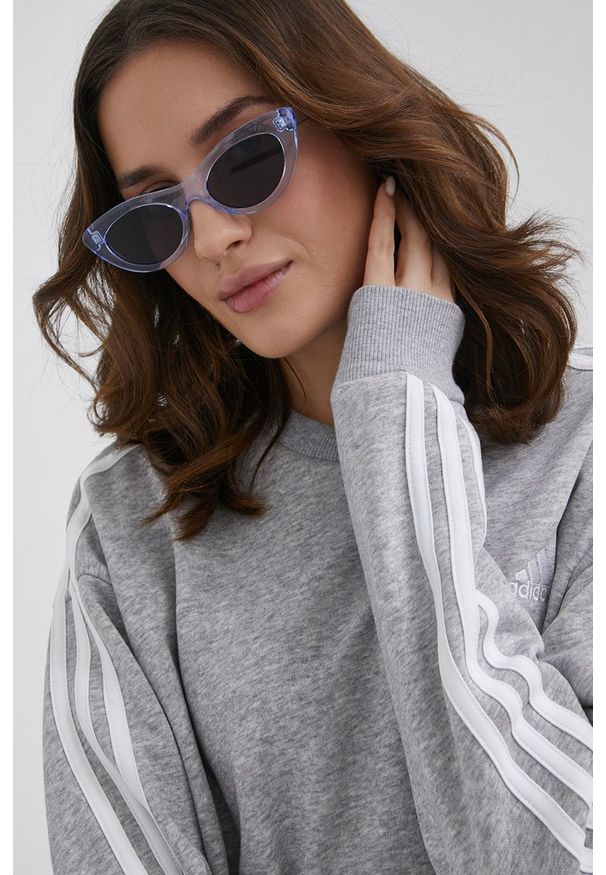 Adidas - adidas Bluza HC9126 damska kolor szary melanżowa. Kolor: szary. Materiał: bawełna, dzianina, poliester. Długość rękawa: długi rękaw. Długość: długie. Wzór: melanż