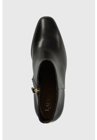 Lauren Ralph Lauren botki skórzane Dylann damskie kolor czarny na szpilce 802908332001. Nosek buta: okrągły. Kolor: czarny. Materiał: skóra. Obcas: na szpilce. Wysokość obcasa: średni #4