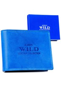 ALWAYS WILD - Portfel skórzany Always Wild AW-N5-MAL niebieski. Kolor: niebieski. Materiał: skóra