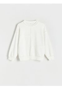 Reserved - Bluza z przeszyciami - biały. Kolor: biały. Materiał: bawełna, dzianina