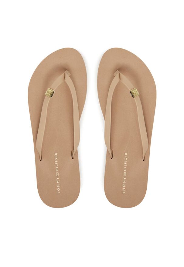 TOMMY HILFIGER - Tommy Hilfiger Japonki Elevated Chic Beach Sandal FW0FW08523 Beżowy. Kolor: beżowy. Materiał: skóra