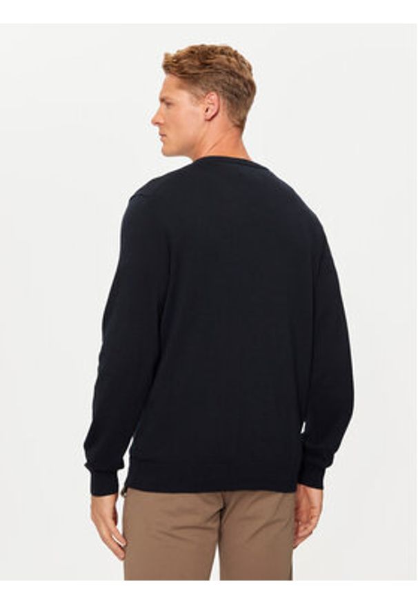 GANT - Gant Sweter Classic 8030562 Granatowy Regular Fit. Kolor: niebieski. Materiał: bawełna