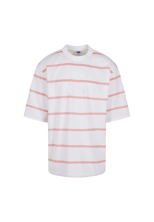 Urban Classics - Męska Koszulka Stripe Oversized T-shirt. Kolor: biały, wielokolorowy, różowy