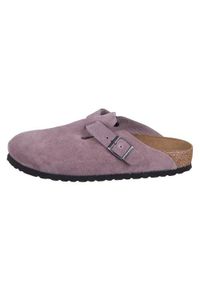 Klapki unisex Birkenstock Boston Faded. Kolor: różowy. Materiał: zamsz. Szerokość cholewki: normalna. Sport: turystyka piesza